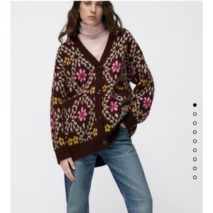 Zara Brown Cardigan Sweater